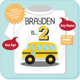 Birthday Boy Shirt - 2nd Birthday School Bus Shirt, Personalized Boys Second Birthday Shirt with Child's Name and age 01052016h