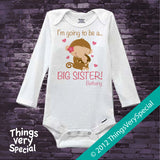 Big Sister Monkey Onesie Bodysuit Personalized short or long sleeve