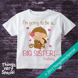 Big Sister Monkey Shirt Personalized short or long sleeve