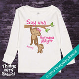 Monkey Big Sister Shirt in Spanish, Hermana Mayor, short or long sleeve 01072019c