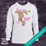 Monkey Big Sister Shirt in Spanish, Hermana Mayor, short or long sleeve 01072019c