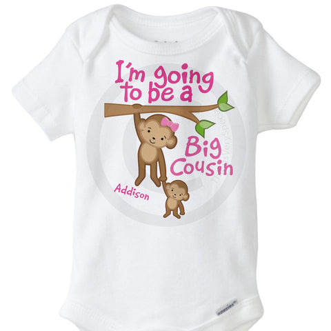 Girl's Big Cousin Onesie with Monkeys