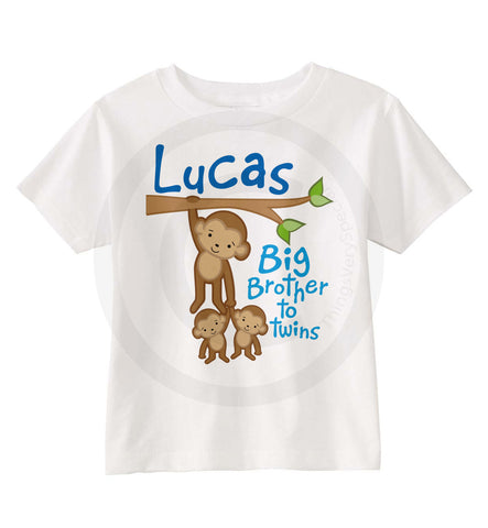 Big Brother to twins Shirt with Monkeys