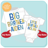 Set of Two Big Brother Little Brother Shirt or Onesie set of 2, Personalized 01162012b