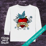 Mom Tattoo Design with bluebird on Tee Shirts or Onesie 01182011a1