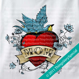 Mom Tattoo Design with bluebird on Tee Shirts or Onesie 01182011a1