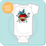 Baby Bodysuit - Boy's Valentine Mom Tattoo Heart Onesie bodysuit for baby, Personalized 01182011a1