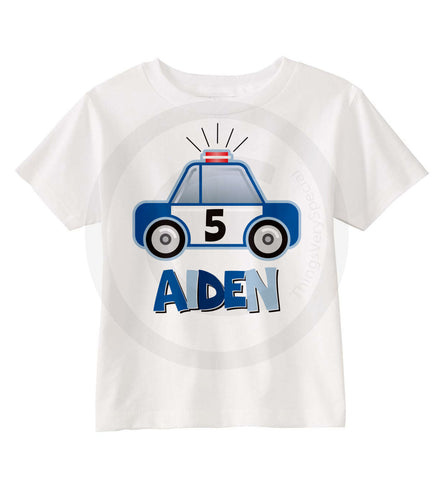 Police Car Boy's Birthday shirt for 5 year old