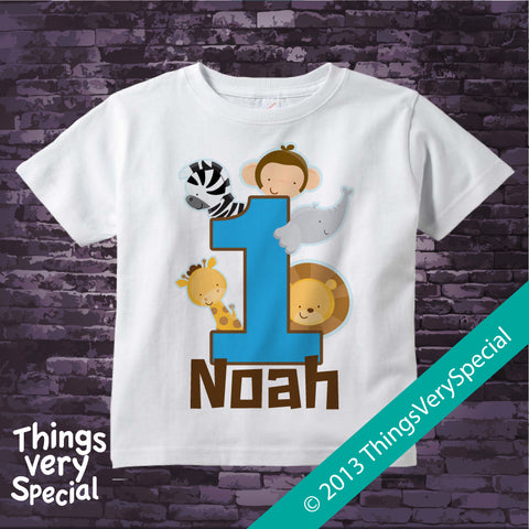Jungle Birthday t-shirt for boys personalized short or long sleeve