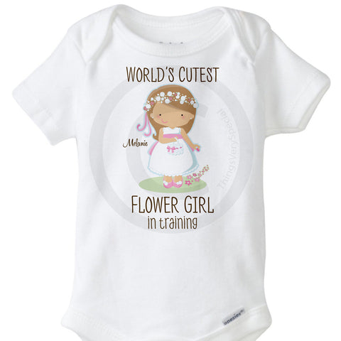 Flower Girl In Training with Light Brown Hair Onesie Bodysuit