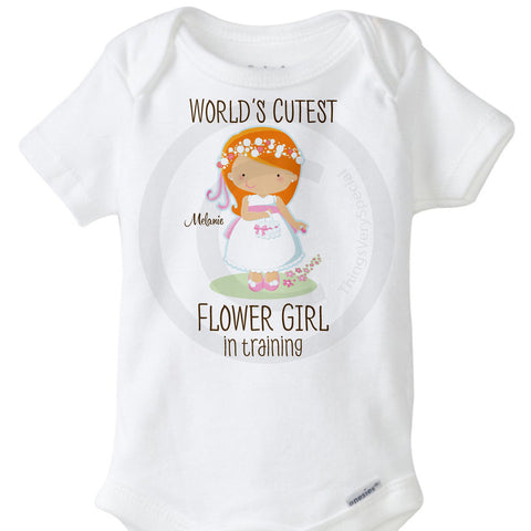 World's Cutest Flower Girl in Training with Red Hair Onesie Bodysuit