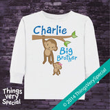 Personalized Big Brother Monkey Design with Little Sister Monkey on Tee Shirt or Onesie 01292014GBB