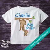 Personalized Big Brother Monkey Design with Little Sister Monkey on Tee Shirt or Onesie 01292014GBB