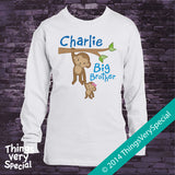 Personalized Big Brother Monkey Design with Little Sister Monkey on Tee Shirt or Onesie 01292014GBB