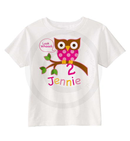 Two Year Old Birthday Shirt with Owl