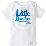 Little Brother Blue Script Onesie Bodysuit