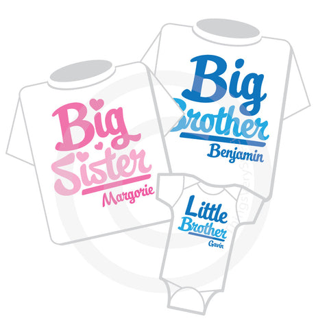 Matching sibling set of three Big Brother Big sister and Little Brother