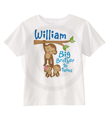 Big Brother to boy and girl twins Monkey shirt