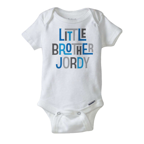 Little Brother Onesie Bodysuit with Blue an Grey lettering 02102014d