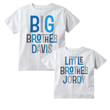 Matching Sibling set, Big Brother and Little Brother Shirt and Onesie Bodysuit with Blue an Grey lettering 02102014d