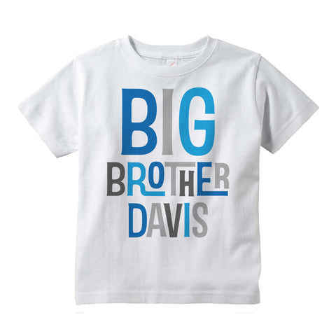 Personalized Big Brother Shirt with Blue an Grey lettering 02102014d