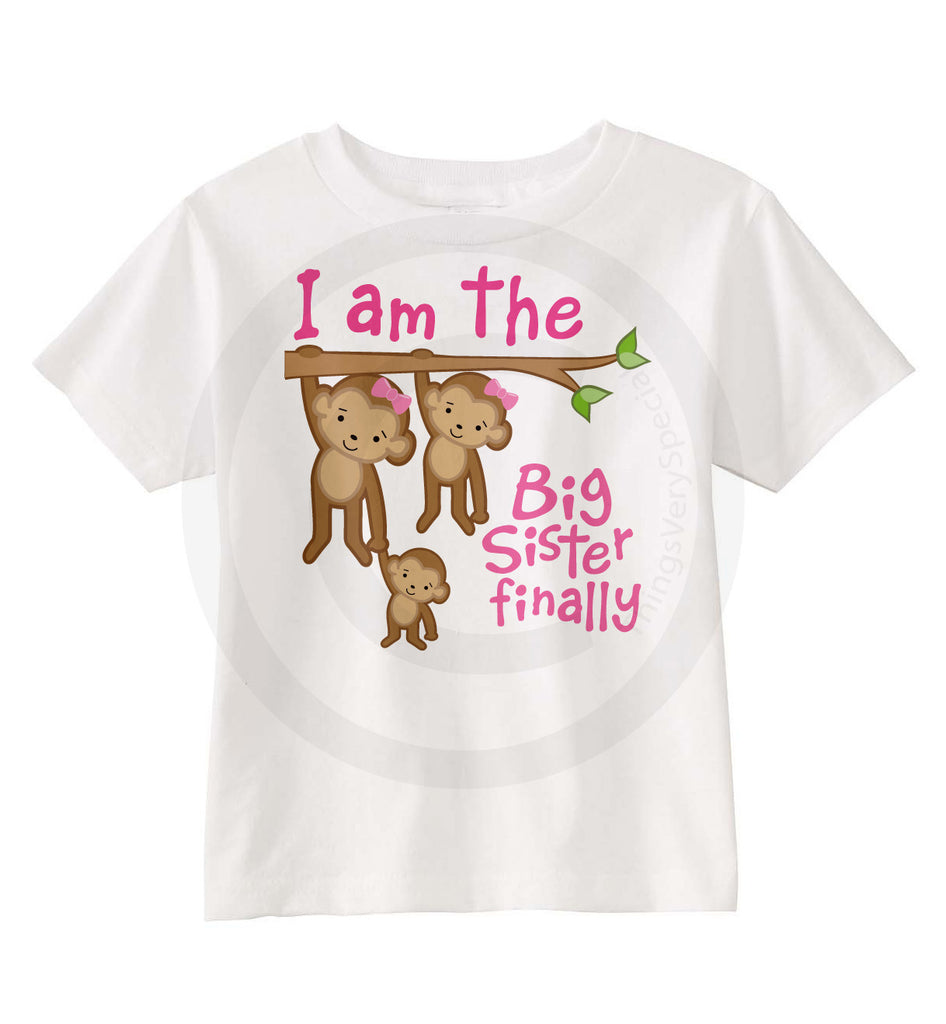 Sibling Monkey Shirt Set, Set of Three, Biggest Sister Shirt, Big