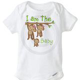 I am the baby Gender Neutral Onesie Bodysuit with monkeys