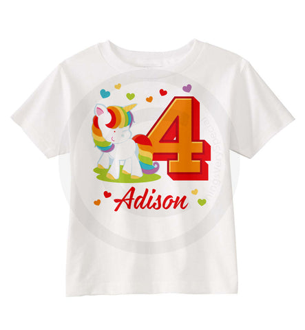 Rainbow Unicorn Birthday Shirt for Girls