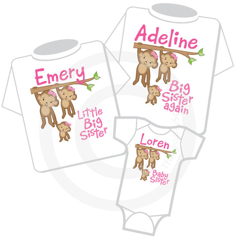 Matching set of three Sister Monkey shirts