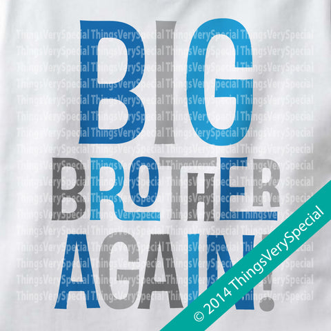 Big Brother Again in Blue and Grey T-shirt or Onesie 02152014c