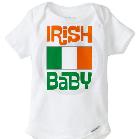 Irish Baby Onesie Bodysuit with Irish Flag 02162015b