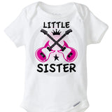 Little Sister Onesie Bodysuit with Guitars