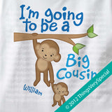 Big Cousin T shirt or Onesie - Monkey Big Cousin Shirt or Bodysuit - Big Cousin Gift - Jungle Big Cousin T-shirt or One Piece 03142012b
