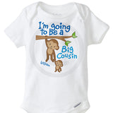 Big Cousin Onesie with MonkeysBig Cousin T shirt or Onesie - Monkey Big Cousin Shirt or Bodysuit - Big Cousin Gift - Jungle Big Cousin T-shirt or One Piece 03142012b