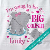 Big Cousin Shirt or Onesie - Elephant Big Cousin tee or One Piece - Big Cousin Gift - Big Cousin T-shirt or Bodysuit - 03182012a1b