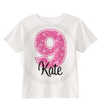 9th Birthday Shirt with Pink number and name