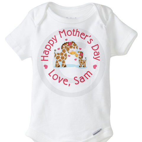 Giraffe Happy Mother's Day Onesie Bodysuit | 04172015f ThingsVerySpecial