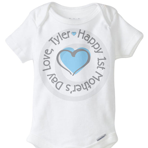Happy First Mothers Day Onesie Bodysuit with Baby's Name