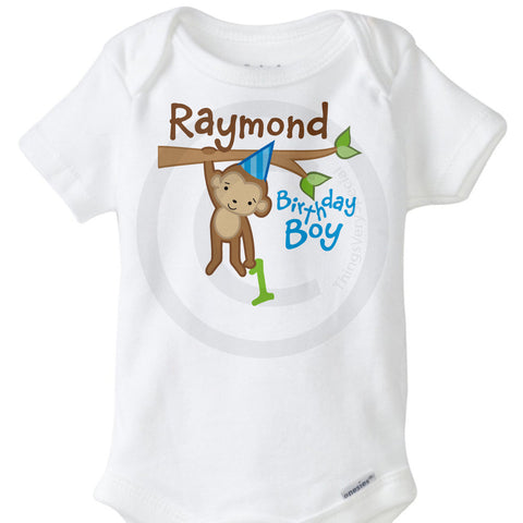 Monkey Birthday Onesie Bodysuit for boys
