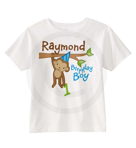 Birthday Boy Shirt for 1 year old with monkey theme