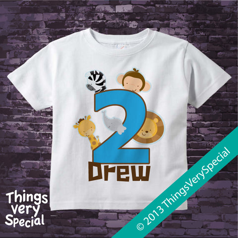 Jungle Birthday Shirt for 2 year old boy short or long sleeve