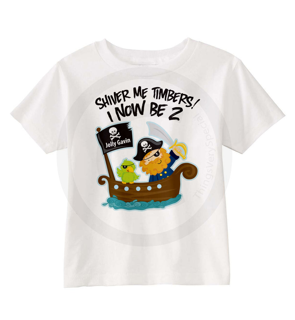 Personalised Pirate Ship T-Shirt Childrens Boys Fun Tshirt Kids Birthday  Gift