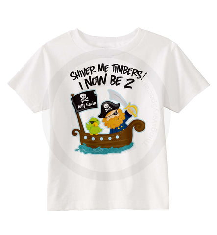 Pirate Theme Birthday Shirt for 2 Year Old Boy