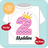 Pink and Purple Chevron Princess Girl's Birthday shirt 05232014d