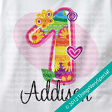 Fancy Number First Birthday Onesie Bodysuit 100% Cotton short or long sleeve