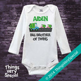 Big Brother to Twin Girls Garbage Truck Design on Tee shirt or Onesie Bodysuit 05302014c