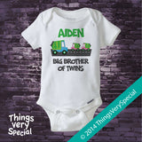 Big Brother to Twin Girls Garbage Truck Design on Tee shirt or Onesie Bodysuit 05302014c