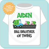Big Brother of Twins Garbage Truck TShirt, Personalized Garbage Truck Big Brother shirt - Big Brother of twin girls 05302014c