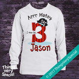 Three Year Old Boy's Pirate Birthday Shirt, 100% Cotton, Short or Long Sleeve