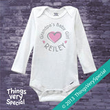 Grandpa's Baby Girl Tee Shirt or Onesie Bodysuit with child's name and pink heart 06102013b